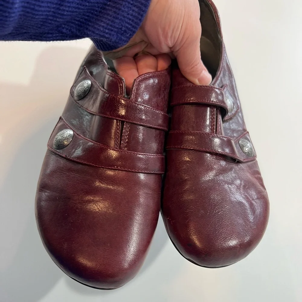 Red Leather Loafers with Vintage Charm and Sturdy Sole